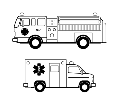 VÃ©hicules d'urgence noirs clipart