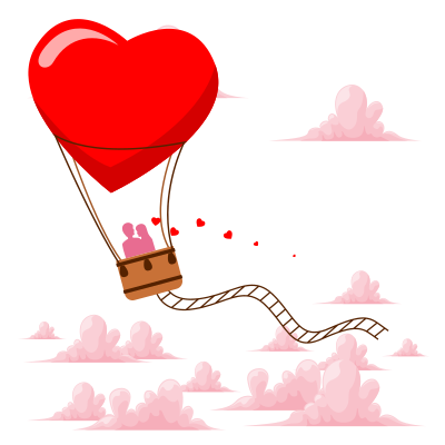 Valentine on the ballon clipart