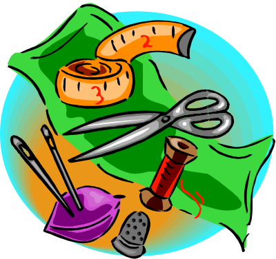 Various sewing tools clipart