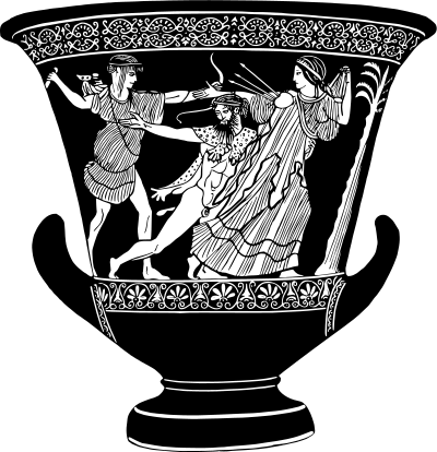 Vase depicting a fight clipart