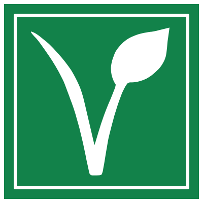 Vegan v green square double border clipart