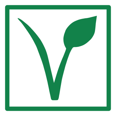 Vegan v in green in white square clipart