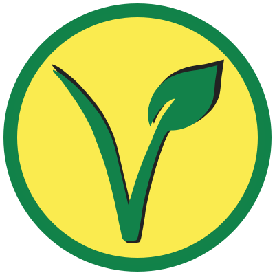 Vegan v in yellow circle with green outline clipart