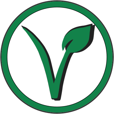 Vegan v leaf in white circle clipart