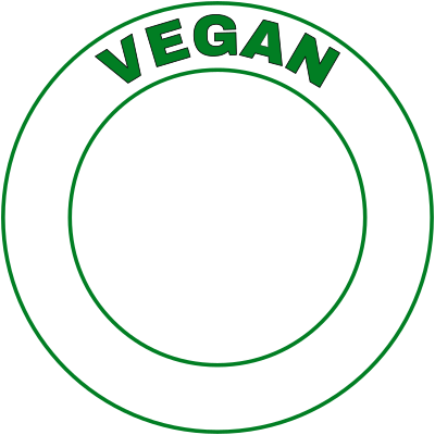 Vegan word in green text on white circle with transparent middle clipart
