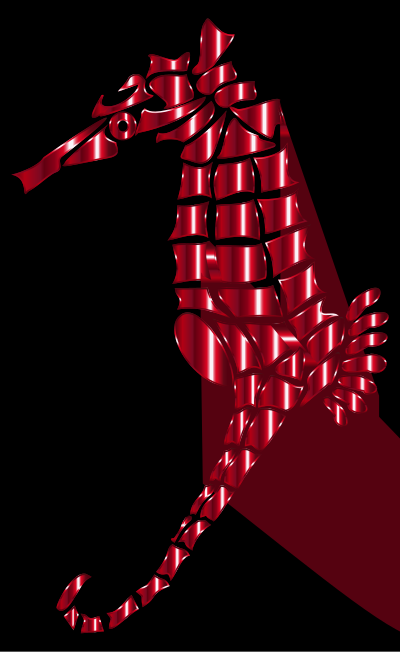 Vermillion Stylized Seahorse Silhouette clipart