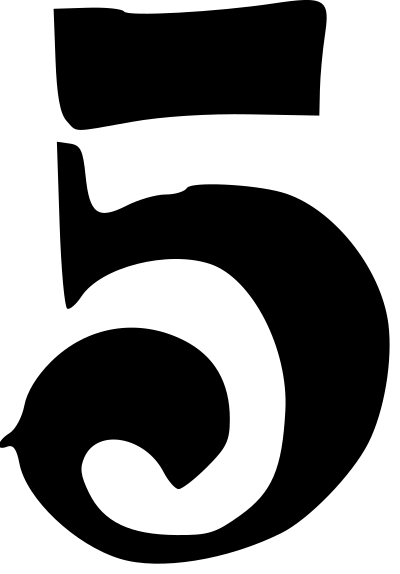 Victorian clockface single digit five clipart