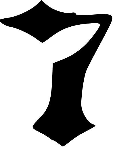 Victorian clockface single digit Seven clipart