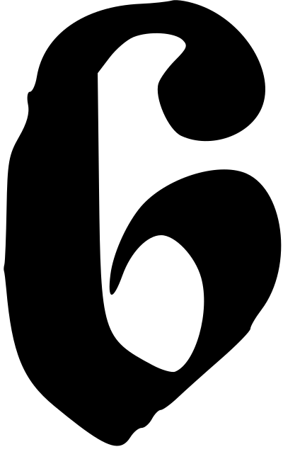 Victorian clockface single digit six clipart