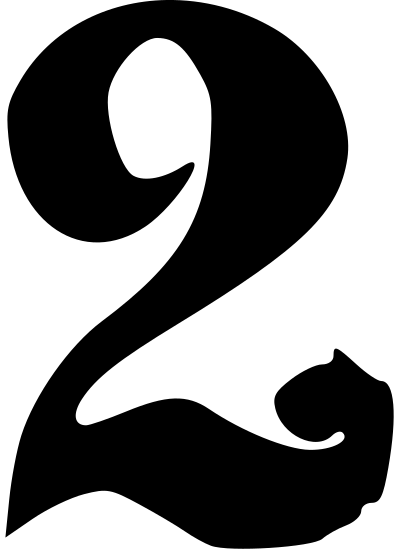Victorian clockface single digit two clipart