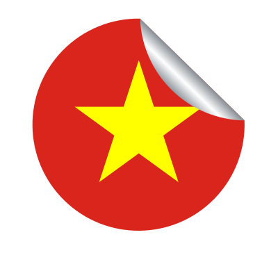Vietnamese flag in a peeling sticker clipart