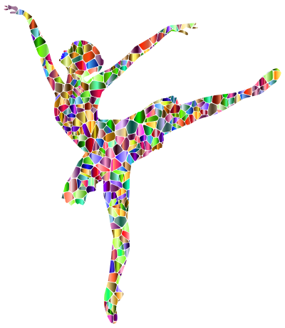 Vivid Chromatic Tiled Graceful Ballerina Silhouette clipart