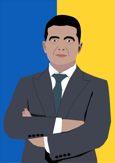 Volodymyr Zelenskyy With Ukrainian Flag clipart