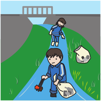Volunteer cleanup river clipart