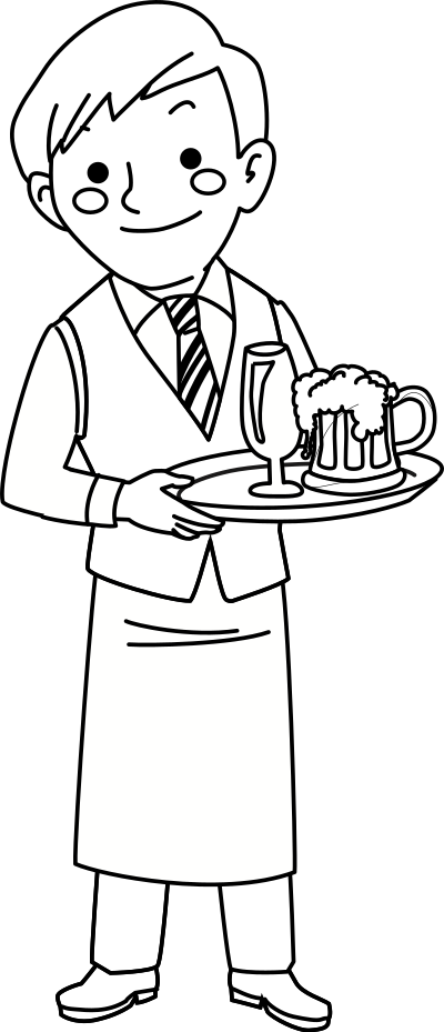 Waiter, version for coloring clipart