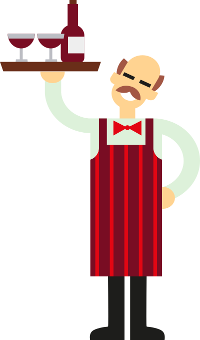 Waiter with Wine clipart