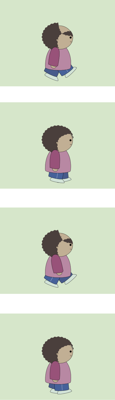 Walk cycle, 4 animation frames clipart
