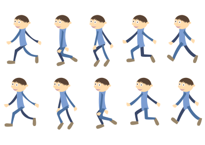 Walk cycle boy clipart