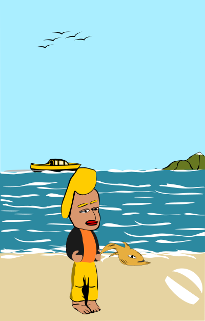Walking at the beach clipart