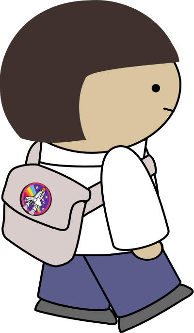 Walking character with backpack clipart