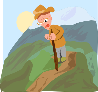 Walking in the mountains clipart