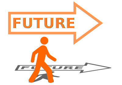 Walking to the bright (orange) future clipart
