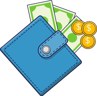 Wallet with Cash clipart