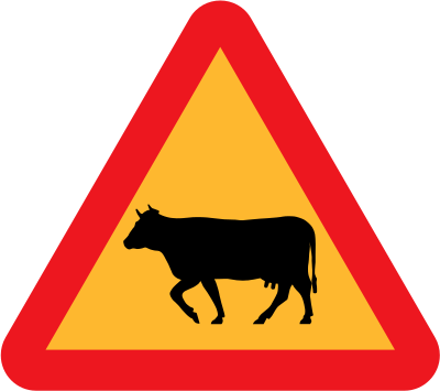 Warning Cows Roadsign clipart