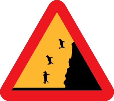 Warning falling penguins clipart