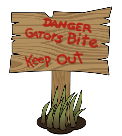 Warning Gators Sign clipart
