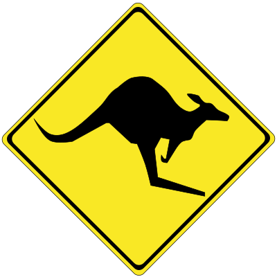 Warning kangaroos ahead clipart