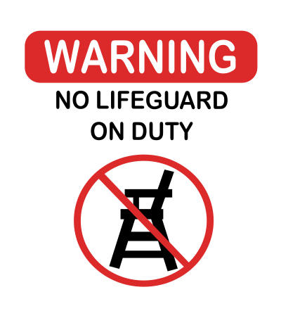 Warning no life guard clipart