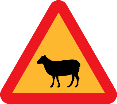 Warning Sheep Roadsign clipart