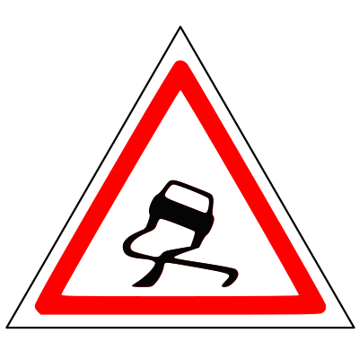Warning Sliding Car Roadsign clipart