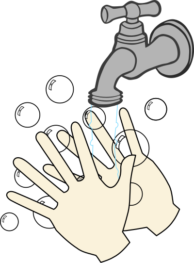 Washing hands with soap and running water clipart