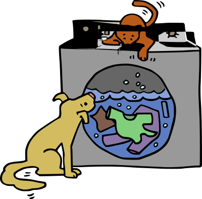 Washing Machine with Pets - Colour Remix clipart