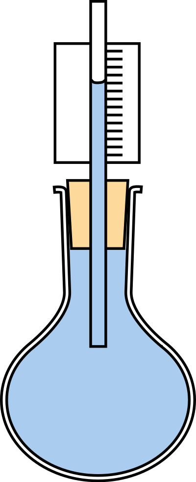 Water expansion in flask, colour clipart