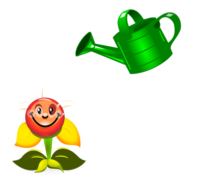Watering Can with Happy Flower clipart