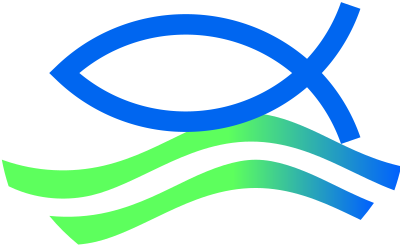 Wave icon with smaller fish clipart