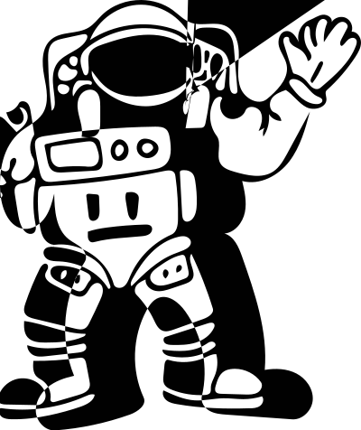 Waving astronaut (outline) clipart