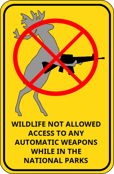 Wildlife Not Allowed To Access Automatic Weapons While In The National Parks clipart