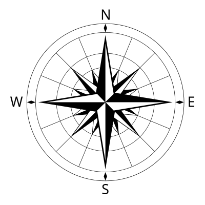 Wind rose - b/w clipart