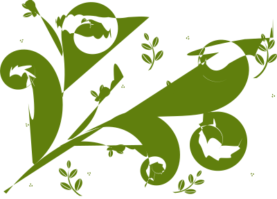 Winding lines and leaves clipart