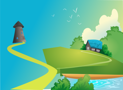 Windmill landscape no bridge clipart