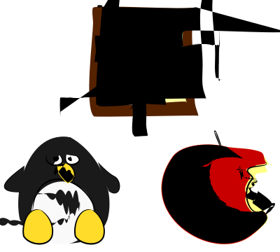 Window, penguin and apple clipart