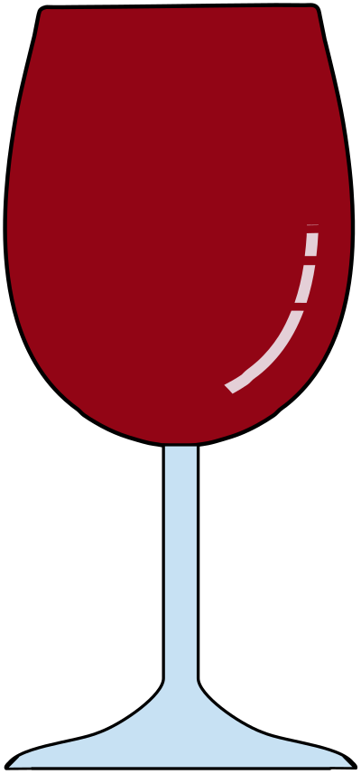 Wine glass full red overflowing clipart