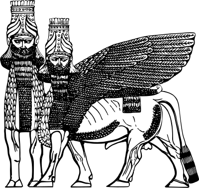 Winged bulls clipart