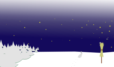 Winter night scene clipart