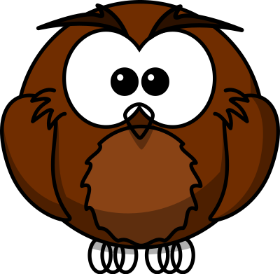 wise Cartoon owl who has sat under a Mango tree for many years and knows how to listen well and has considered many issues and who knows man clipart