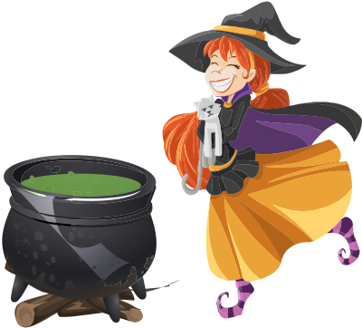 Witch and Cauldron clipart